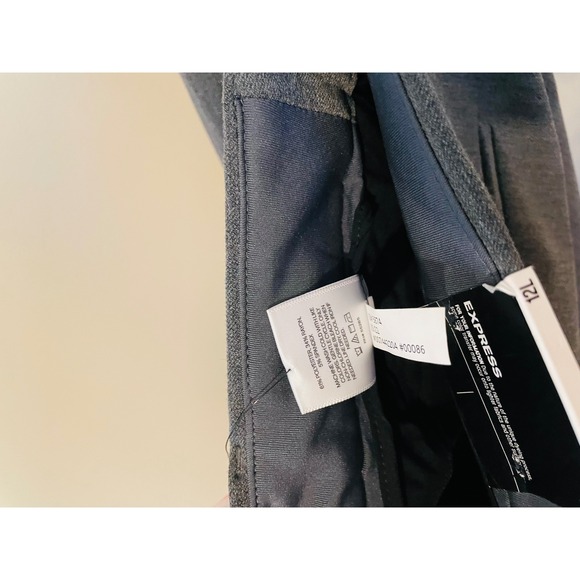 EXPRESS Editor Stretch Mid Rise Flare Trouser Pants Size 12L Gray Office Career - Picture 9 of 9